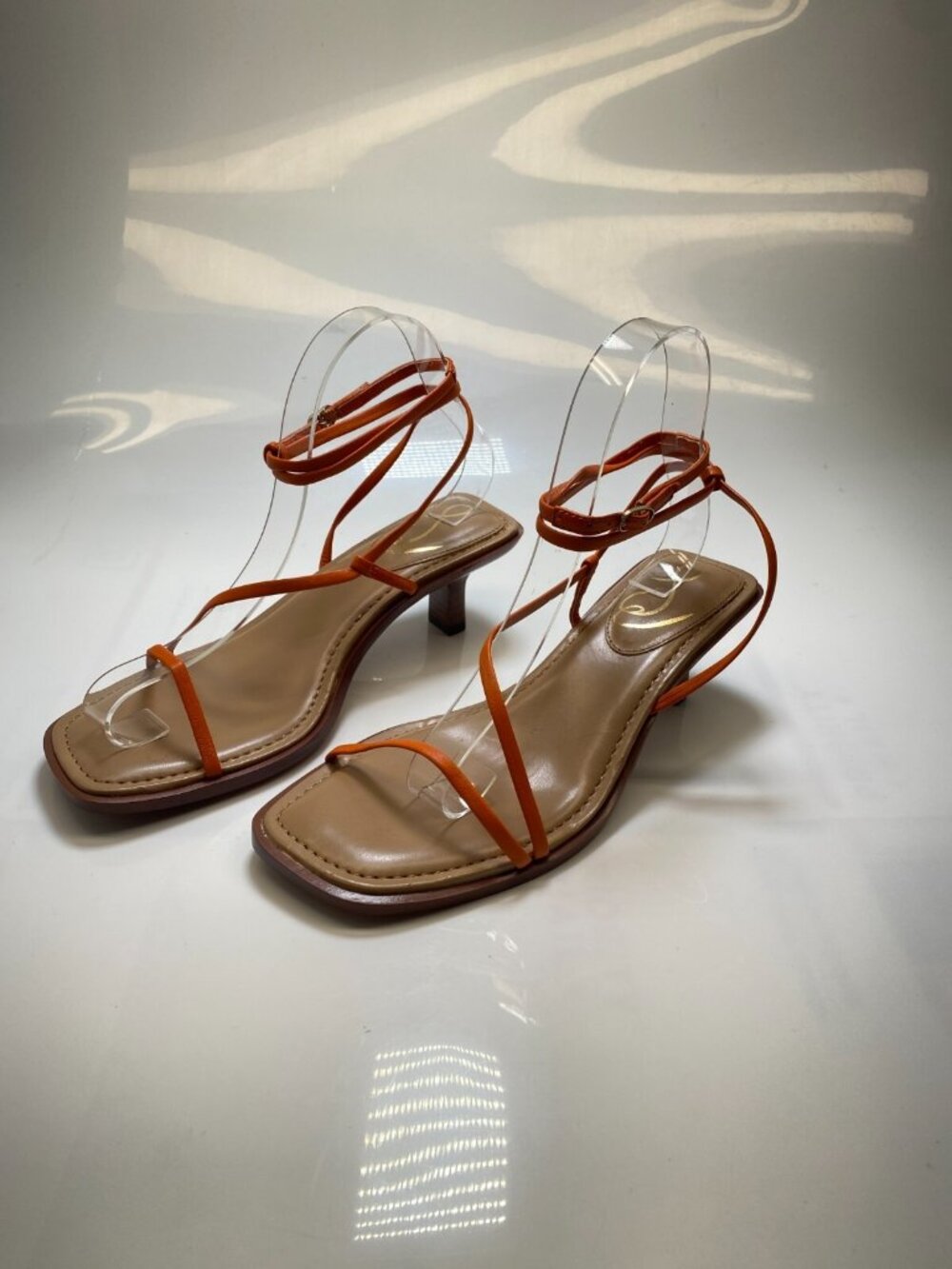 Sam Edelman Women's Dominique Orange Strap Kitten Heeled Sandal Sz 7.5